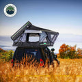 Overland Vehicle Systems 18489902 Tent; XD Everest; Car Top; 68 Inch x 104 Inch x 54 Inch; Sleeps 2 Adults; Black Aluminum Base With Rip Stop Poly Cotton Body; Hard Shell Fold Storage; With Screen Windows; With Rain Fly