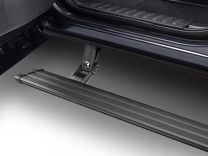 Amp Research Vision Power Running Boards 96255-01A PowerStep™ Vision; Textured Powder Coated; Matte Black; Cast Aluminum; With Remote Operated LED Light System; Rocker Panel Mount; 600 Pound Load Capacity