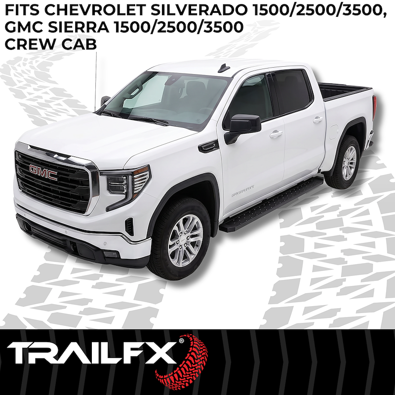 TrailFX RBW15B Running Board; TFX Running Boards; Powder Coated; Black; Steel; Unlighted; Rocker Panel Mount; Without Logo; 300 Pound Capacity