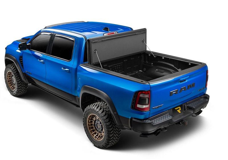Extang 80350 Tonneau Cover; Endure ALX; Hard Folding; Low Profile; 2 Folds/ 3 Panels; Front Hinge Allows Entire Tonneau to Flip Up When Folded; Textured Powder Coated Matte Black; Aluminum; Lockable Using Tailgate Handle Lock; Without Tool Boxes