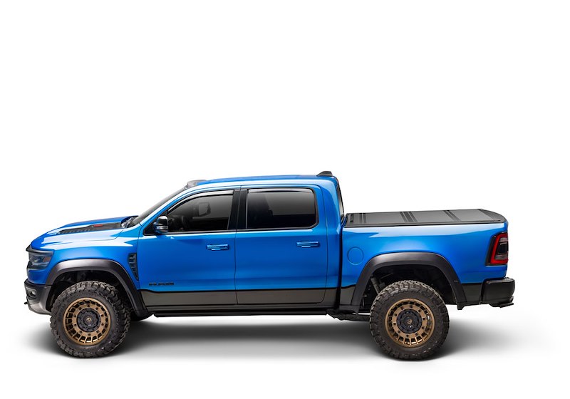Extang 80350 Tonneau Cover; Endure ALX; Hard Folding; Low Profile; 2 Folds/ 3 Panels; Front Hinge Allows Entire Tonneau to Flip Up When Folded; Textured Powder Coated Matte Black; Aluminum; Lockable Using Tailgate Handle Lock; Without Tool Boxes