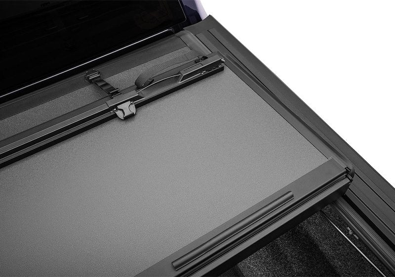 Extang 80350 Tonneau Cover; Endure ALX; Hard Folding; Low Profile; 2 Folds/ 3 Panels; Front Hinge Allows Entire Tonneau to Flip Up When Folded; Textured Powder Coated Matte Black; Aluminum; Lockable Using Tailgate Handle Lock; Without Tool Boxes