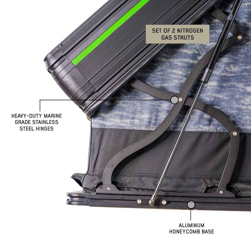 Overland Vehicle Systems 18489902 Tent; XD Everest; Car Top; 68 Inch x 104 Inch x 54 Inch; Sleeps 2 Adults; Black Aluminum Base With Rip Stop Poly Cotton Body; Hard Shell Fold Storage; With Screen Windows; With Rain Fly