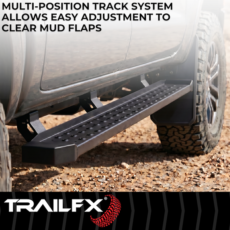 TrailFX RBW15B Running Board; TFX Running Boards; Powder Coated; Black; Steel; Unlighted; Rocker Panel Mount; Without Logo; 300 Pound Capacity
