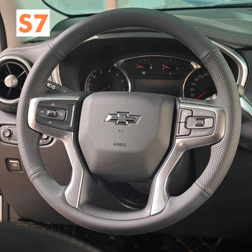 Leather Steering Wheel Cover - CHEVROLET SILVERADO 1500 2500 3500 BLAZER, SUBURBAN, TAHOE 2019-2026