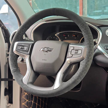 Leather Steering Wheel Cover - CHEVROLET SILVERADO 1500 2500 3500 BLAZER, SUBURBAN, TAHOE 2019-2026