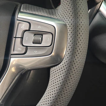 Leather Steering Wheel Cover - CHEVROLET SILVERADO 1500 2500 3500 BLAZER, SUBURBAN, TAHOE 2019-2026